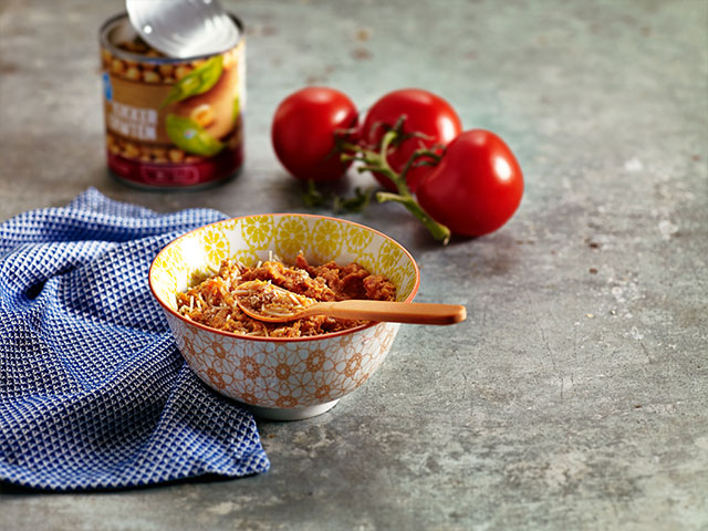 Vernudelte Kichererbsen