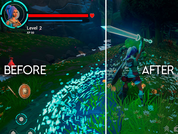 Luminance reduction before and after